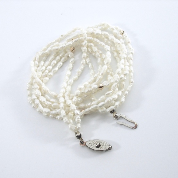 Freshwater Pearl Necklace, Multi Strands, White - Picture 9 of 9